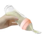 Haakaa Silicone Baby Food Dispensing Spoon Peach – 6 Months & Above